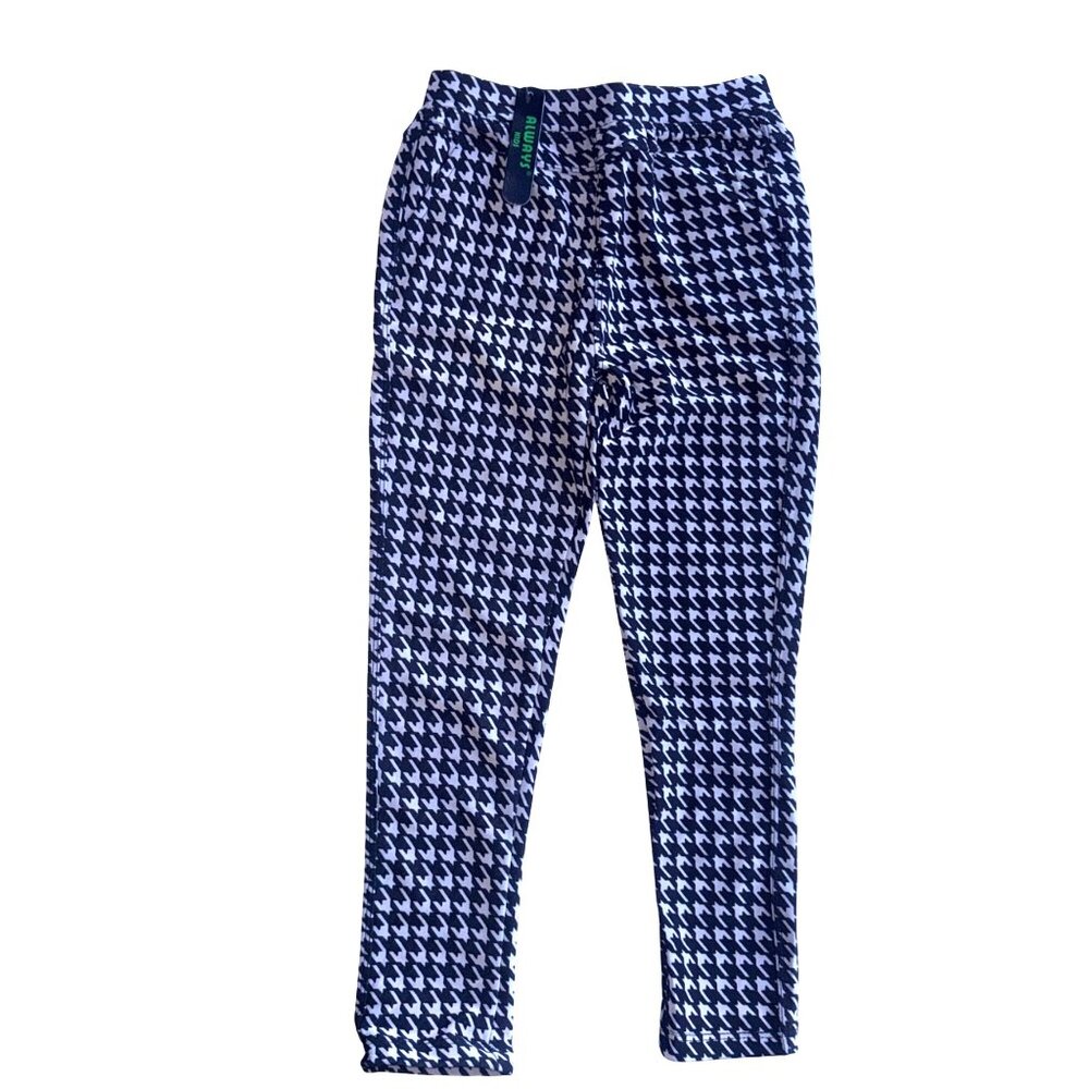 Always Kids Girls Leggings L/XL Black White Houndstooth Print Polyester Blend